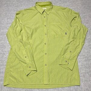 Simms Shirt Mens Large Green Fishing Check Nylon Blend Button Outdoors Nature